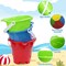 Summer Beach Sand Toy Bucket Gear For Kids Adult, 7" Plastic Beach Castle Mold Buckets, Sand Pail Water Bucket for Summer Party Fishing, Space Saving Outdoor Waterpot for Garden Camping Accessory (3PCS)
